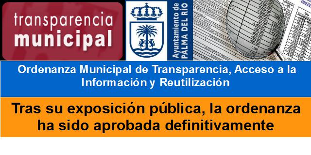 Aprobada definitivamente la ordenanza de transparencia, acceso a la información y reutilización del Ayuntamiento de Palma del Río