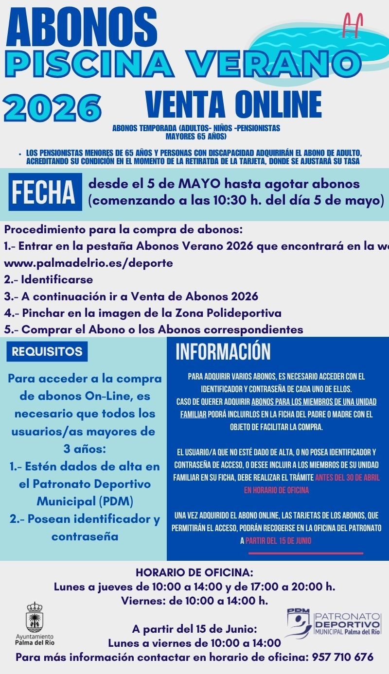 ABONOS PISCINA VERANO 2026 – TODA LA INFORMACIÓN