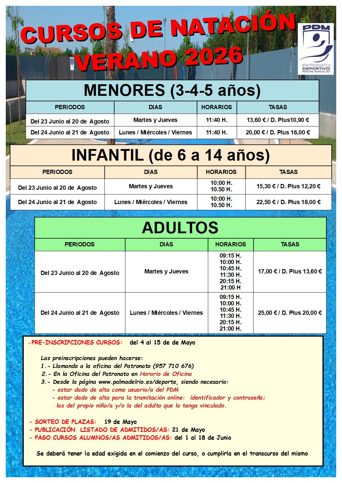 ¡Abiertos los Cursos de Natación – Verano 2026!