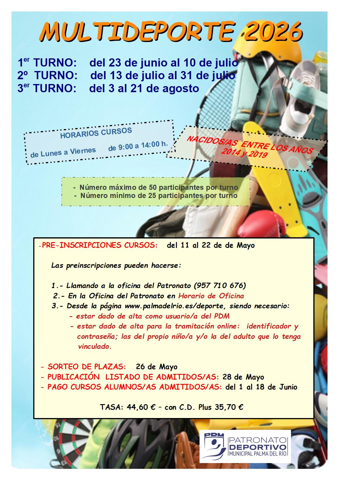 🏃‍♀️🏀🎾 ¡Vuelve el Multideporte 2026 a Palma del Río! 🎾🏀🏃‍♂️