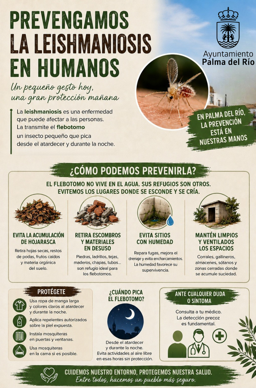 El Ayuntamiento de Palma del Río informa sobre las medidas de prevención frente a la leishmaniosis