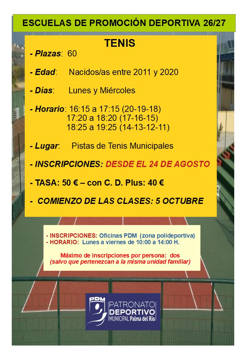 🎾 ¡Abiertas próximamente las inscripciones para la Escuela Municipal de Tenis 2026/2027!