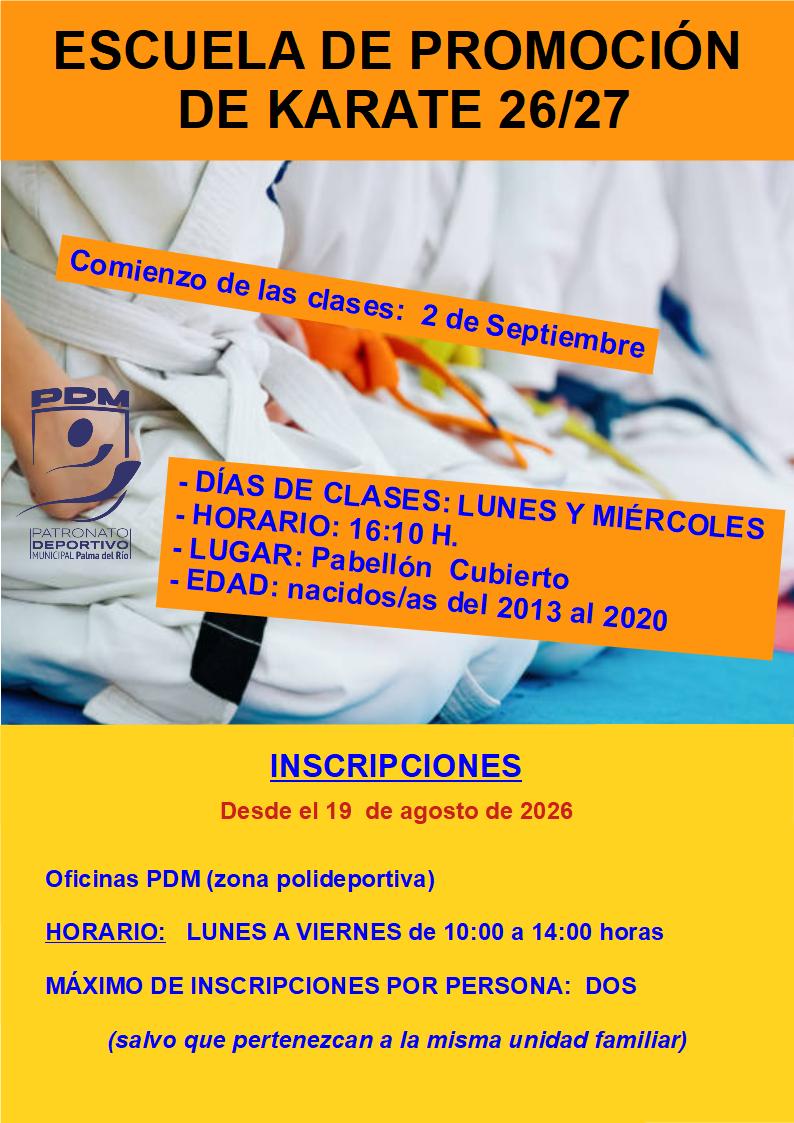 ¡Abiertas las inscripciones para la Escuela de Promoción de Karate 2026/2027!